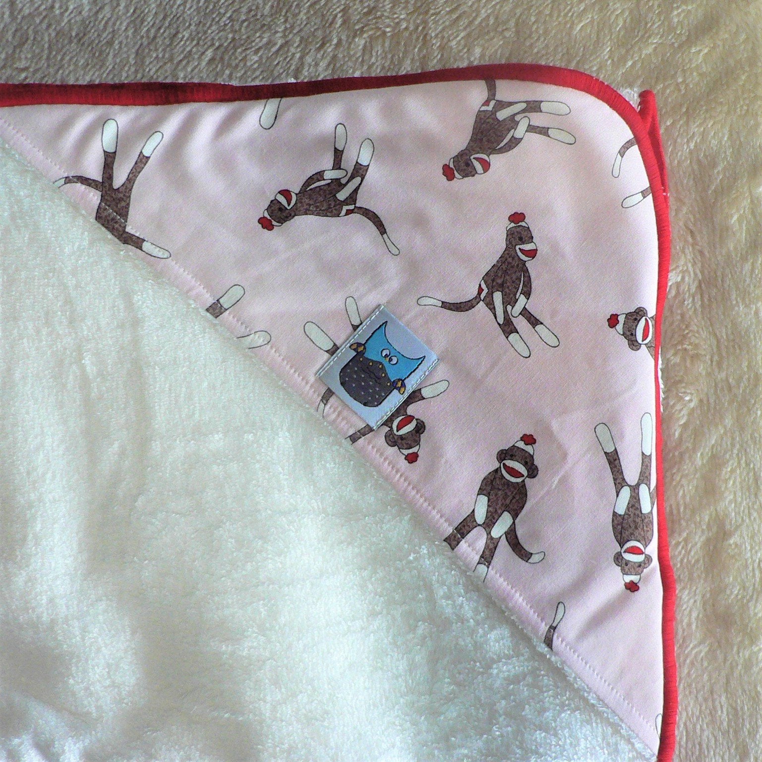MoSo Bathroom Sock Monkey Bamboo/Organic Cotton Hooded Baby Towel
