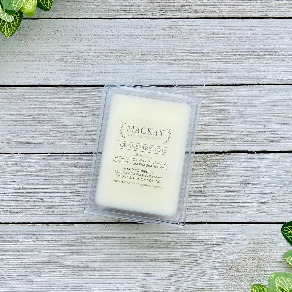 white wax melt with clear label in plastic